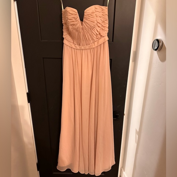 Ballet pink strapless formal dress. Designer Mori Lee by Madeline Gardner. - Picture 1 of 2